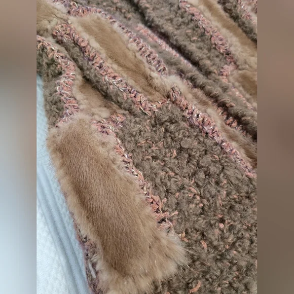 Vintage Norma Canada Womens Mink Fur Wool Yarn Coat Cabincore - Picture 2 of 11